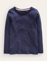 Ribbed Long Sleeve T-shirt - Starboard Blue