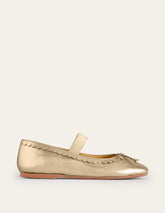 Leather Ballet Flats - Gold Metallic