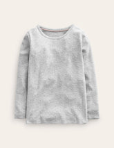 Long Sleeve Pointelle Top - Grey Marl