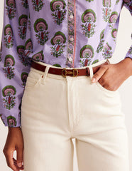 Iris Skinny Snaffle Trim Belt - Tan