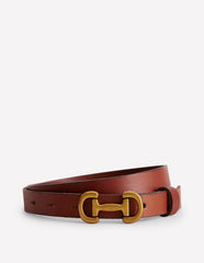 Iris Skinny Snaffle Trim Belt - Tan