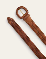 Woven Leather Belt - Tan