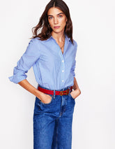 Sienna Cotton Shirt - Fine Blue Stripe