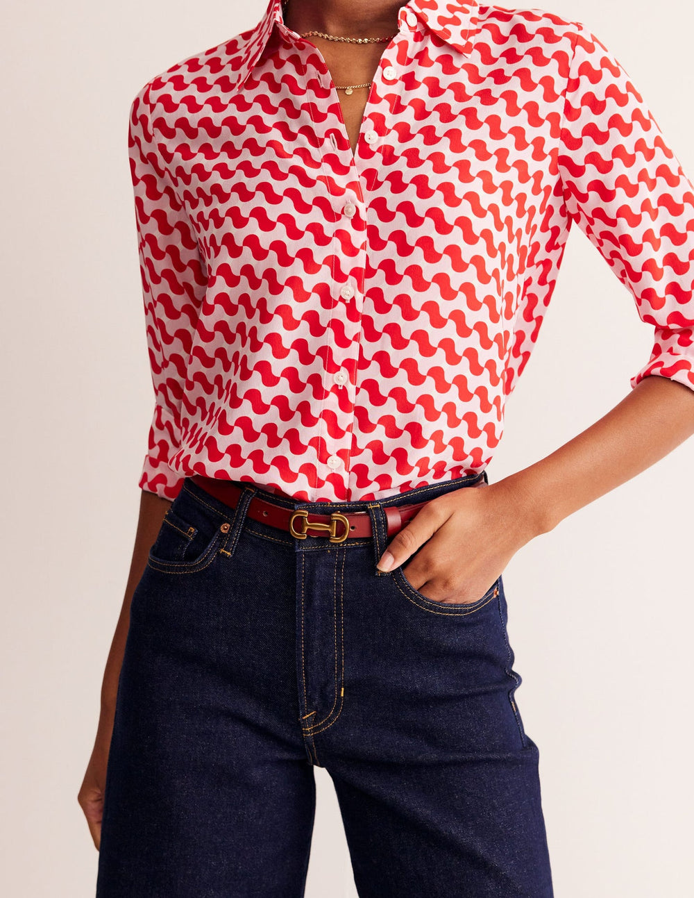 Iris Skinny Snaffle Trim Belt - Red