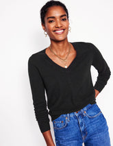 Eva Cashmere V - Neck Sweater - Black