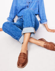 Nya Penny Loafers - Tan Burnished Leather
