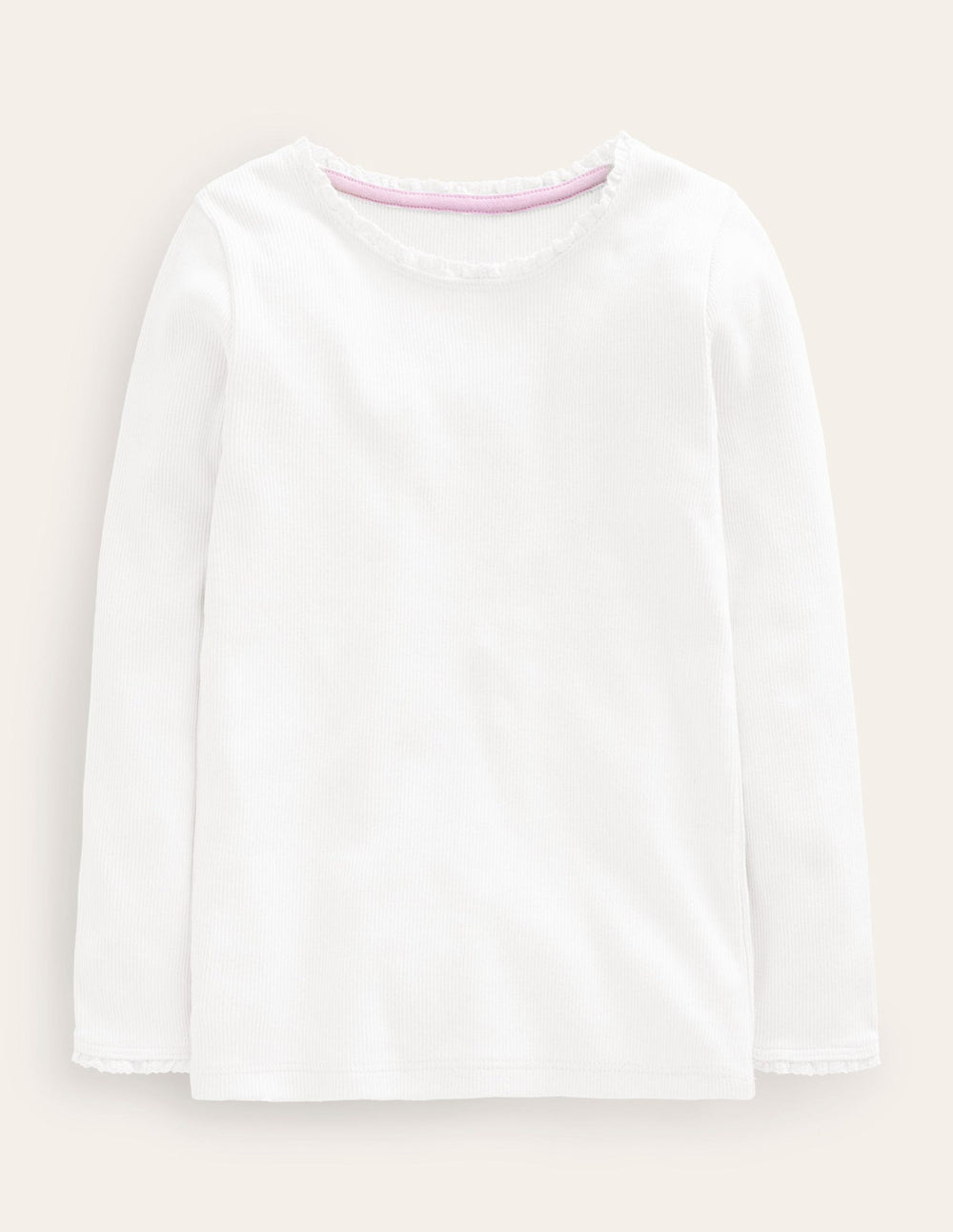 Ribbed Long Sleeve T-shirt - White