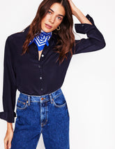 Sienna Silk Shirt - Navy