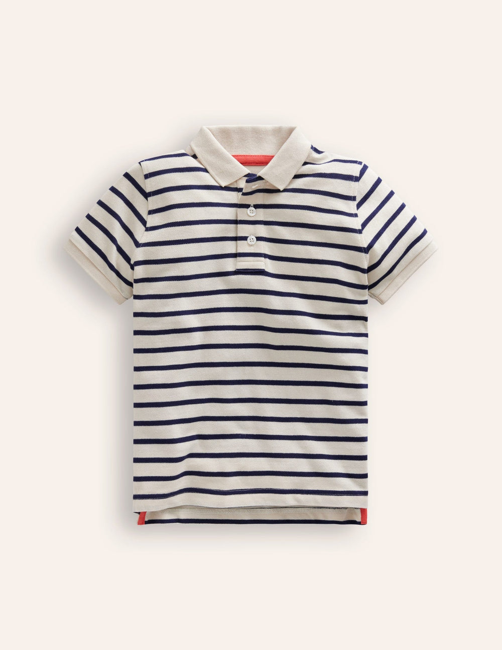 Piqué Polo Shirt - Ivory/College Navy