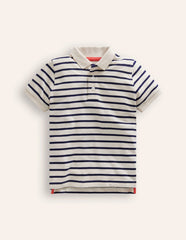 Piqué Polo Shirt - Ivory/College Navy