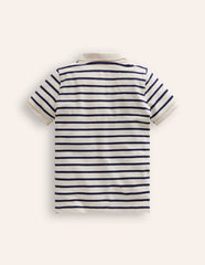 Piqué Polo Shirt - Ivory/College Navy