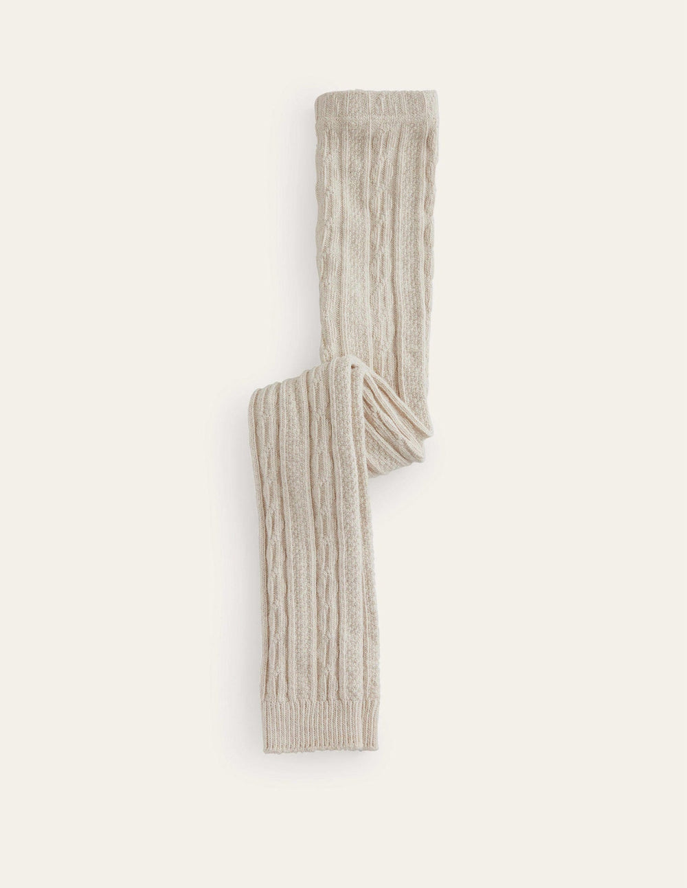Cable Footless Tights - Oatmeal Marl