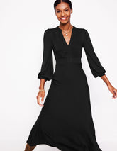 Ivy Smocked Midi Dress - Black