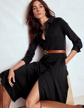Marcia Jersey Shirt Dress - Black