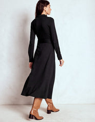 Marcia Jersey Shirt Dress - Black