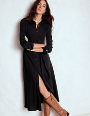 Marcia Jersey Shirt Dress - Black