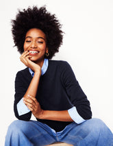 Eva Cashmere V - Neck Sweater - Navy