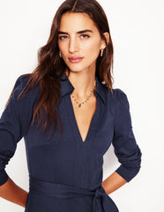 Imogen Collared Jersey Dress - Navy