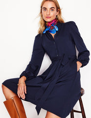 Willow Frill Short Shirt Dress - Navy