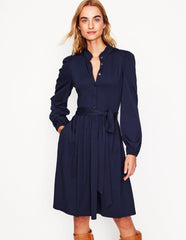 Willow Frill Short Shirt Dress - Navy