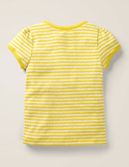 Short Sleeve Pointelle Top - Daffodil Yellow/Soft Ivory