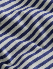 Short Sleeve Pointelle Top - Soft Ivory/Starboard Blue