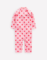 Printed Sun Safe Surfsuit - Bubblegum Pink Heart Stripe