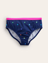 Patterned Bikini Bottoms - Navy Rainbow Confetti Spot
