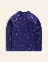 Sun Safe Patterned Rash Vest - Navy Rainbow Confetti Spot