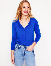 Emilia Cotton Crew Cardigan - Bright Blue