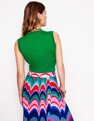 Emilia Cotton Crew Neck Vest - Rich Emerald