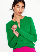 Emilia Cotton Crew Cardigan - Rich Emerald