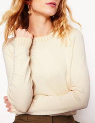 Emilia Cotton Crew Sweater - Warm Ivory