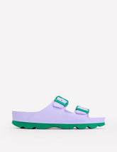 Lyla Double Buckle Sliders - Lavender Purple