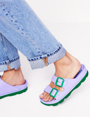 Lyla Double Buckle Sliders - Lavender Purple