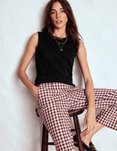 Emilia Cotton Crew Neck Vest - Black