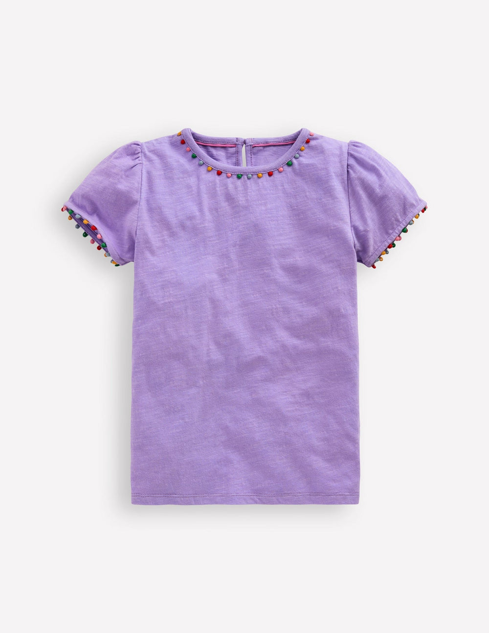 Ali Puff Sleeve Pom T-shirt - Lavender Purple