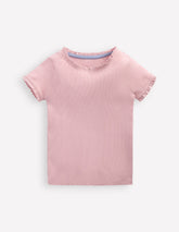 Short Sleeve Ribbed T-shirt - French Pink