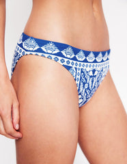 Porto Bikini Bottoms - Bright Blue, Ornate Stripe