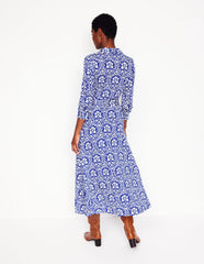 Marcia Jersey Shirt Dress - Bright Blue, Elaborate Stamp