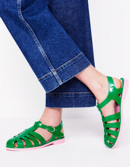 Jelly Shoe - Rich Emerald/ Soft Pink