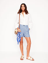 Dulwich Linen Shorts - Grey Blue Chambray