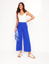 Cropped Double Cloth Pants - Bright Blue