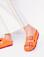 Lyla Double Buckle Sliders - Orange