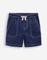 Pull - On Cotton Shorts - Navy
