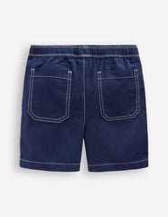 Pull - On Cotton Shorts - Navy