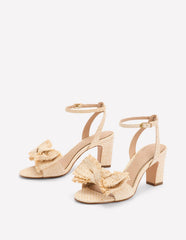 Bow Heeled Sandals - Natural