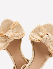 Bow Heeled Sandals - Natural