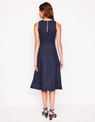 Carla Linen Midi Dress - Navy