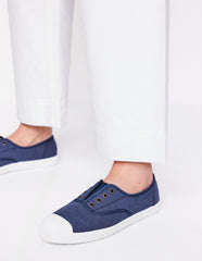 Laceless Canvas Plimsoll - Navy